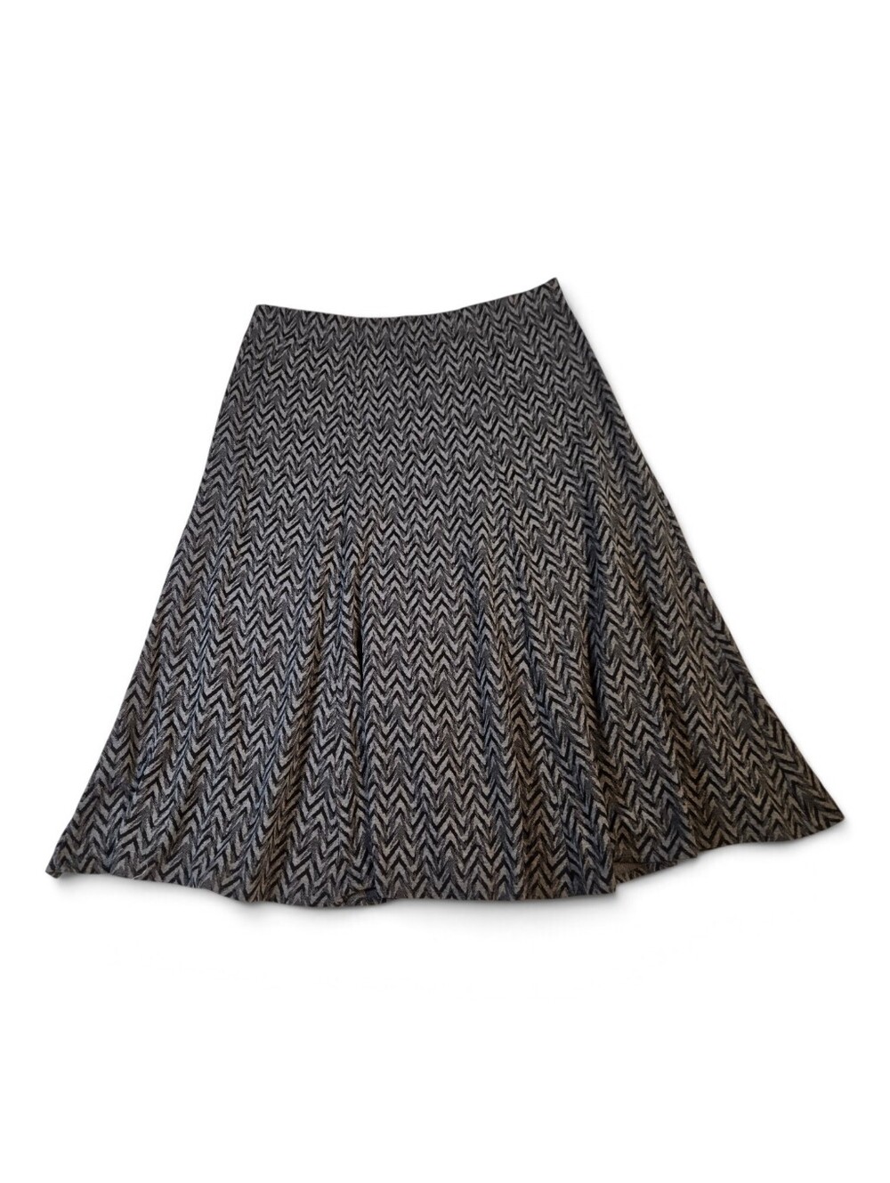 Gray Chevron A-Line Women's Skirt, Size XL
